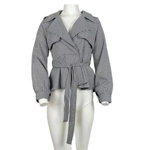 Houndstooth Peplum Jacket Black/White